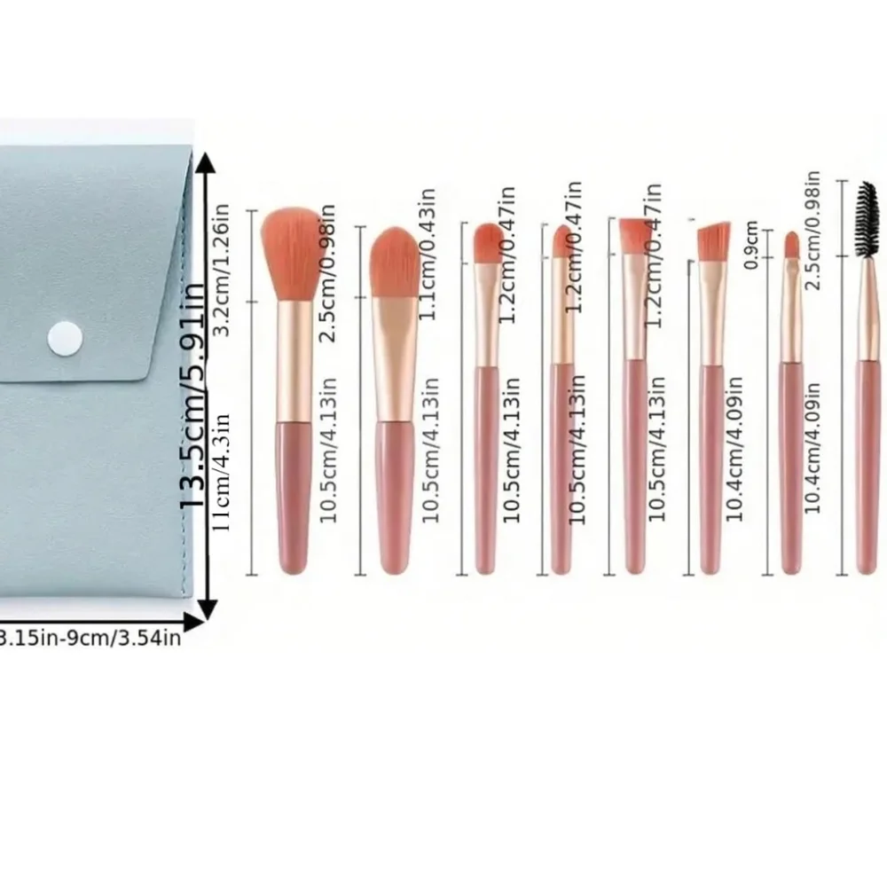 NWT- 9pc Hypoallergenic Mini Travel Makeup Brush Set